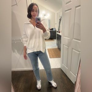 White half zip sweater